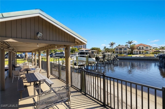 view of dock featuring a water view