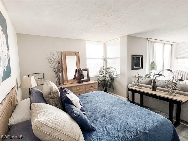 bedroom with a textured ceiling