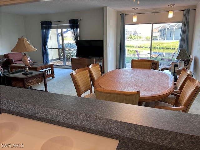 view of carpeted dining space