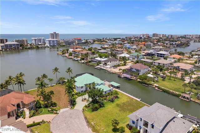 bird's eye view featuring a water view