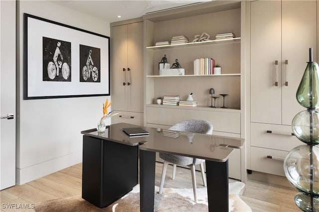 office area featuring light hardwood / wood-style floors