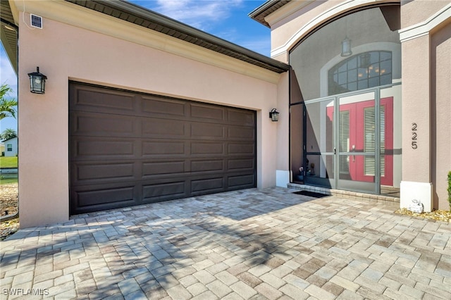 garage featuring french doors