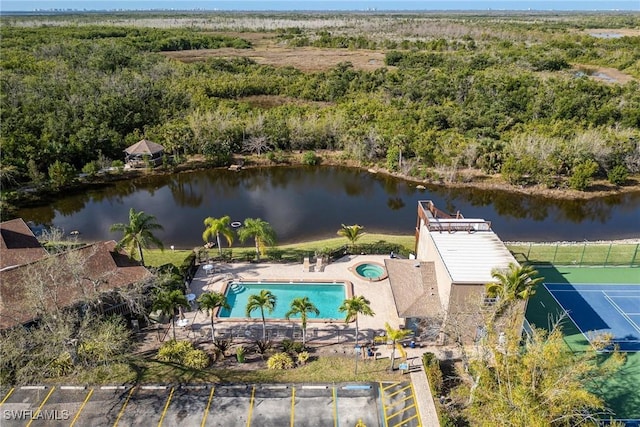 bird's eye view featuring a water view