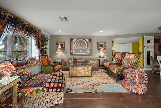 view of tiled living room