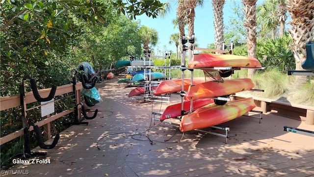 view of jungle gym with a deck