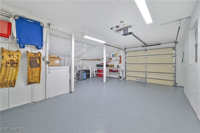 garage with a garage door opener