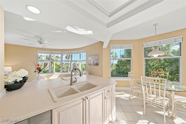 2619 Wulfert Rd Unit 5, Sanibel, FL 33957 - kitchen featuring a sink, plenty of natural light, light tile patterned flooring, light countertops, and recessed lighting