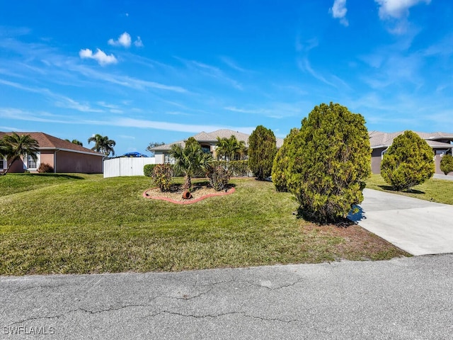 ranch-style home with a front lawn