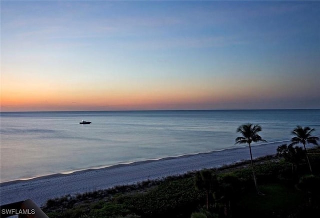 property view of water featuring a view of the beach