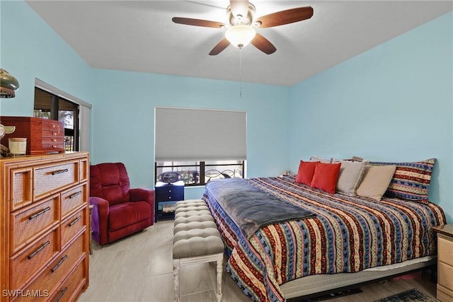 bedroom featuring ceiling fan