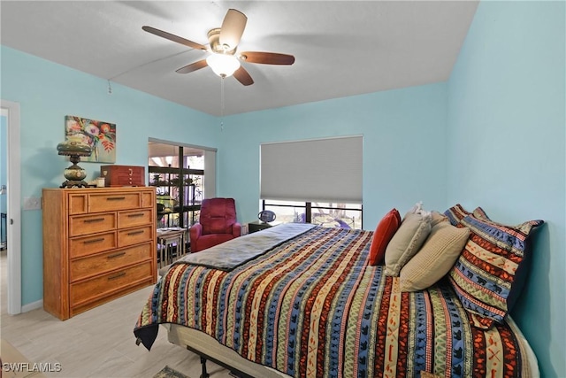 bedroom featuring ceiling fan