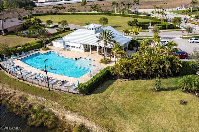 view of swimming pool with a patio