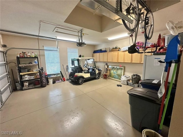 garage with a garage door opener