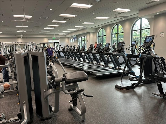 gym with visible vents and a healthy amount of sunlight