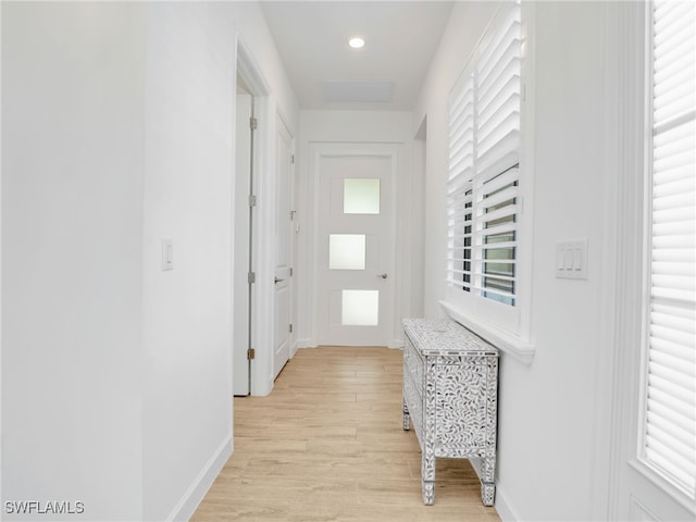 hall featuring light hardwood / wood-style floors