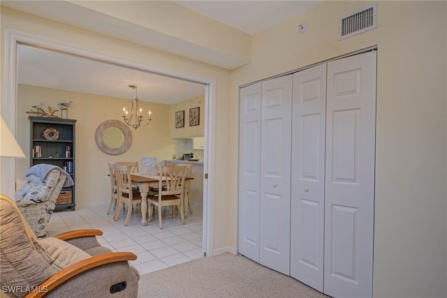 interior space with an inviting chandelier