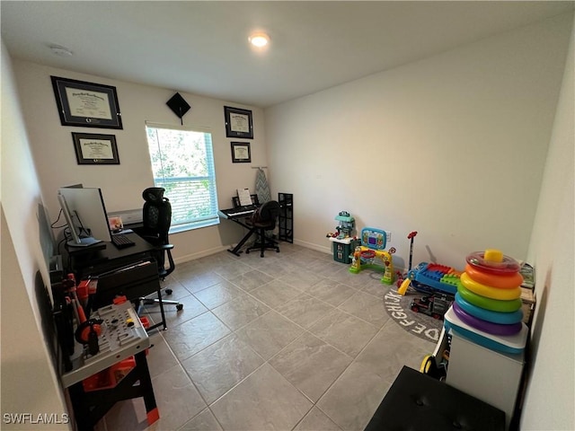 office area featuring light tile patterned floors