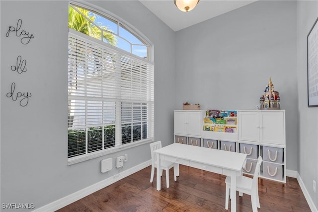 playroom with hardwood / wood-style floors