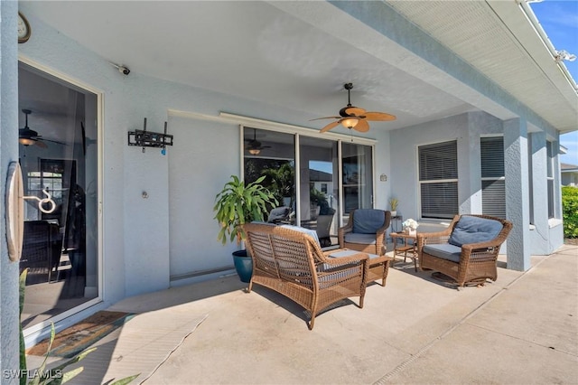 view of patio / terrace featuring outdoor lounge area and ceiling fan