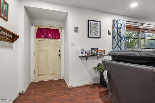 entrance foyer with dark hardwood / wood-style flooring