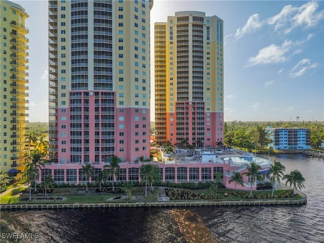 view of property with a water view