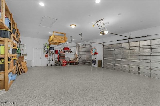 garage with a garage door opener