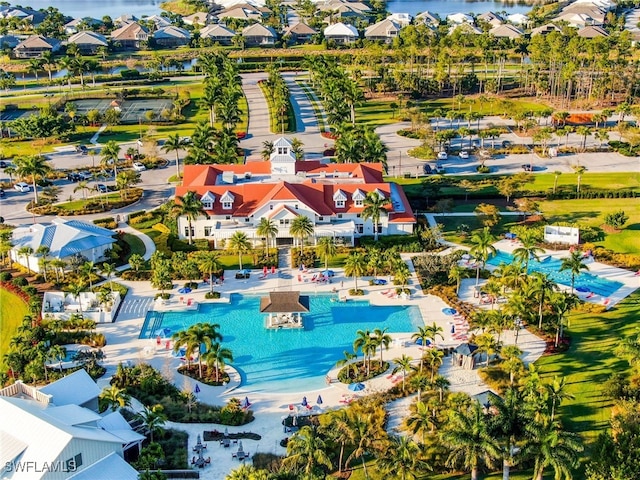 aerial view with a residential view