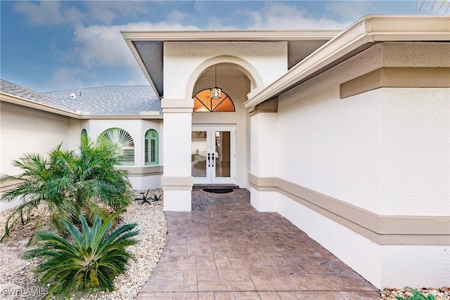 property entrance with french doors