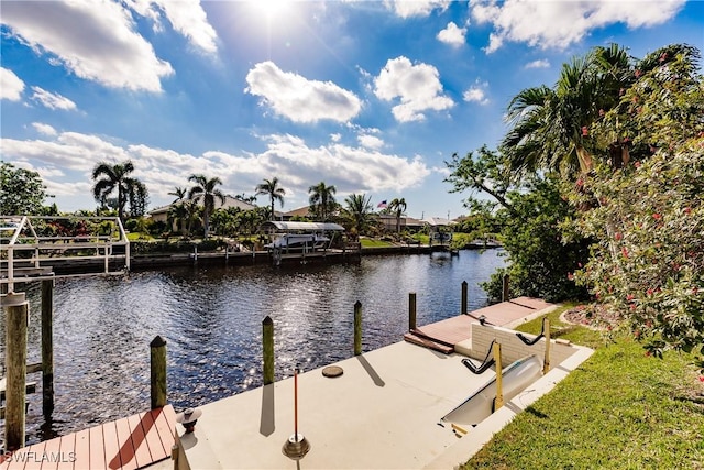 view of dock featuring a water view