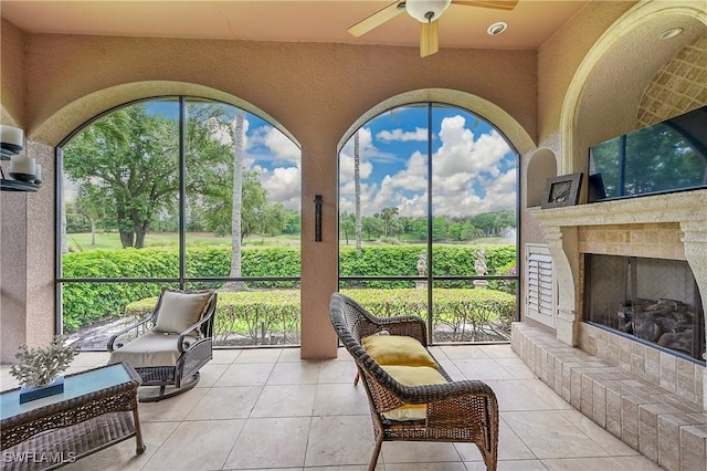 9411 Monteverdi Way, Fort Myers, FL 33912 - sunroom featuring a textured wall and tile patterned flooring