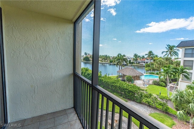 balcony with a water view