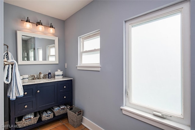 bathroom featuring vanity and tile patterned flooring