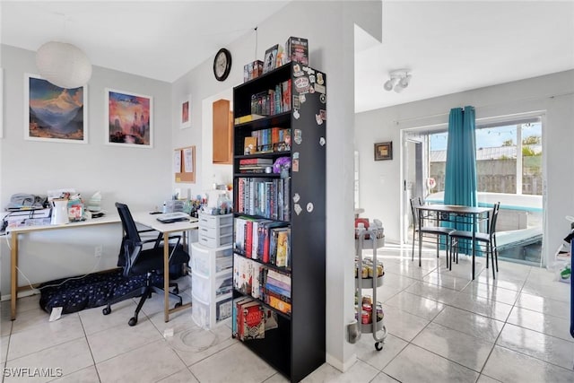 office space featuring light tile patterned flooring