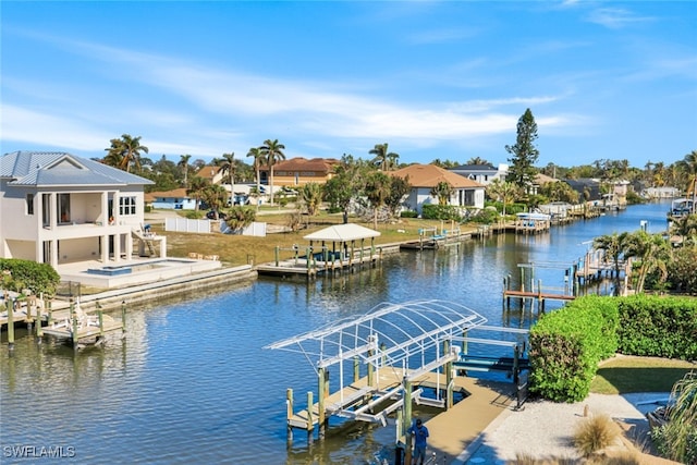 view of dock featuring a water view