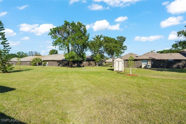 view of yard with a shed