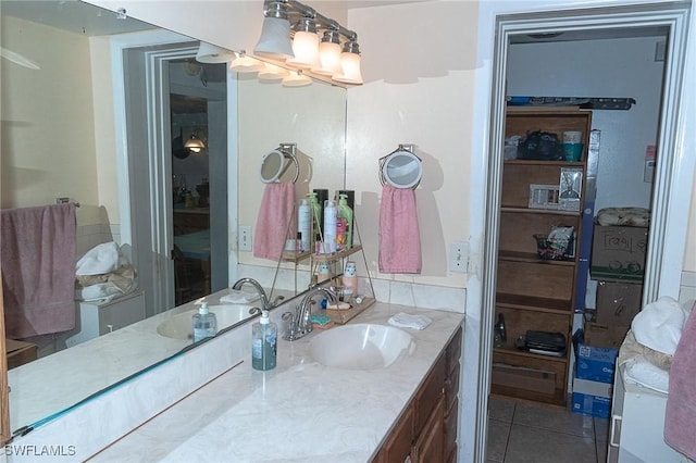 bathroom featuring vanity and tile patterned floors