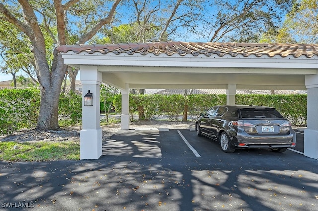 view of car parking with a carport