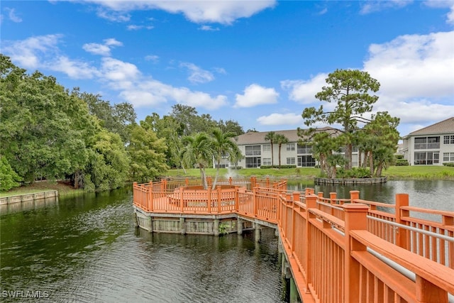 dock area featuring a water view