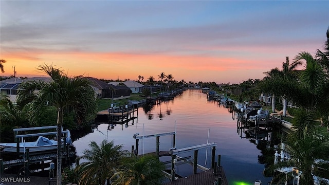 view of water feature featuring a dock