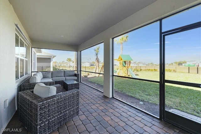 sunroom with plenty of natural light