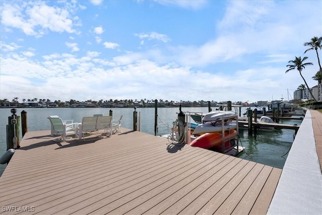 dock area featuring a water view