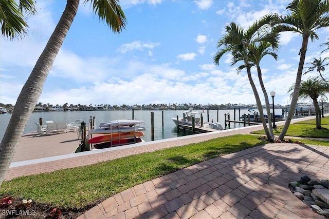 view of dock featuring a water view