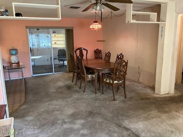 dining area featuring ceiling fan