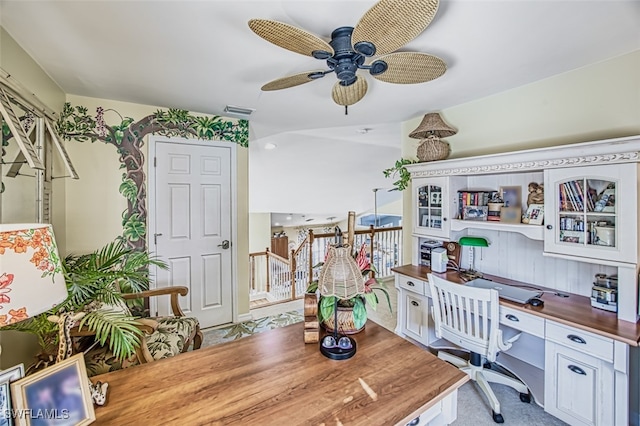 office area with ceiling fan