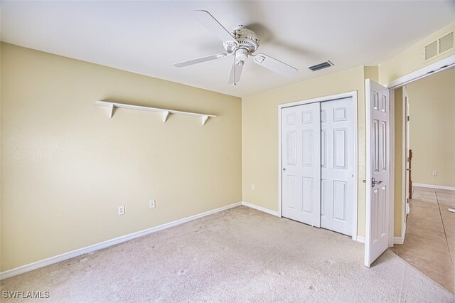 9062 Shadow Glen Way, Fort Myers, FL 33913 - unfurnished bedroom with a closet, baseboards, carpet floors, and a ceiling fan