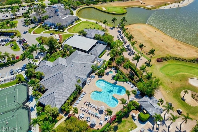 9062 Shadow Glen Way, Fort Myers, FL 33913 - aerial overview of property's location with a large body of water, a pool area, and a golf course