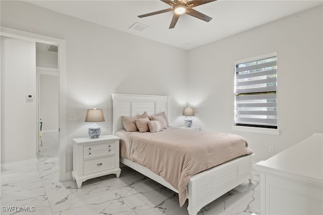 bedroom featuring ceiling fan