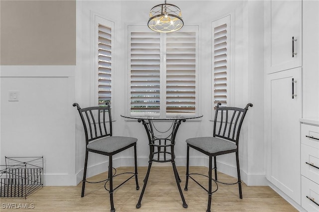 dining room with light hardwood / wood-style floors