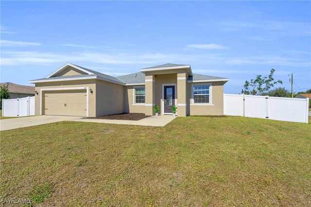 view of front of home featuring a garage and a front yard