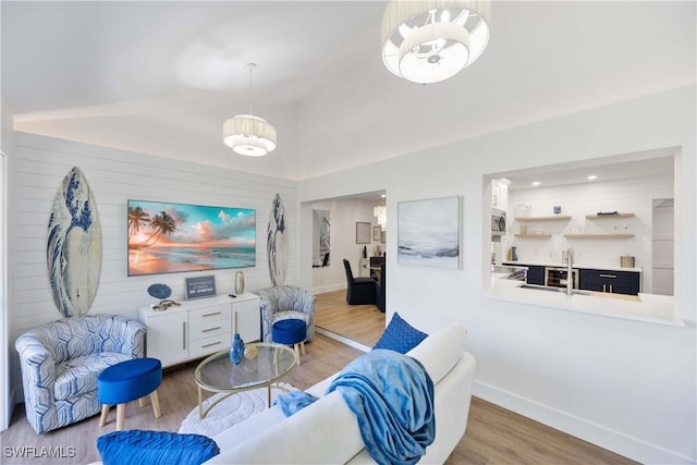 living room with hardwood / wood-style flooring